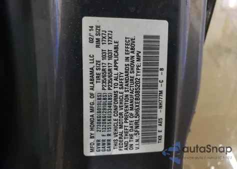 2014 Honda Odyssey Ex-L from USA, damaged, VIN 5FNRL5H6XEB085202